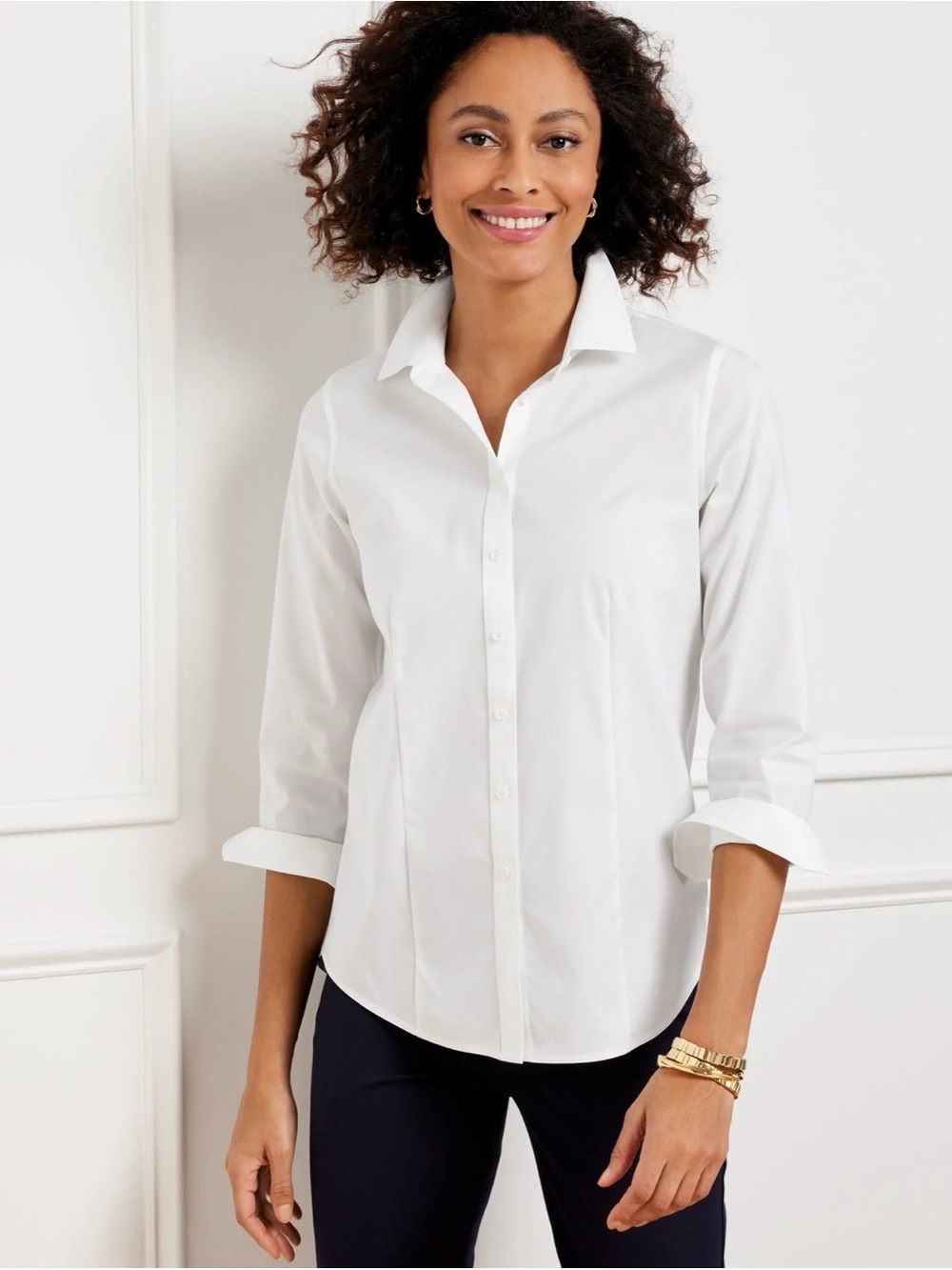 Talbots Women's No Iron White Button-Down Shirt - Classic Collared Top — NWOT